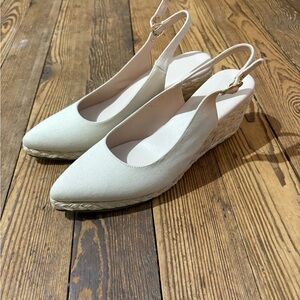 Elegant Cream Slingback Wedge Shoes